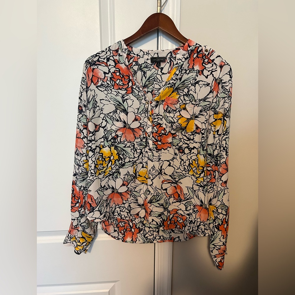 THE LIMITED multi-colored flowered blouse